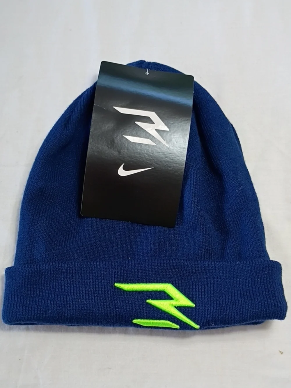 NWT Nike Kids Navy Beanie with Neon 